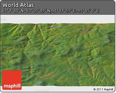 Satellite 3D Map of the Area around 61° 19' 16" N, 95° 16' 30" E