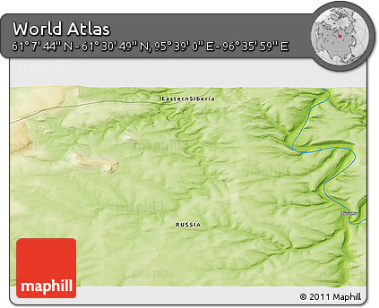 Physical 3D Map of the Area around 61° 19' 16" N, 96° 7' 30" E