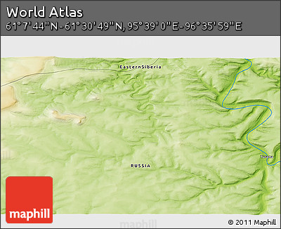 Physical 3D Map of the Area around 61° 19' 16" N, 96° 7' 30" E