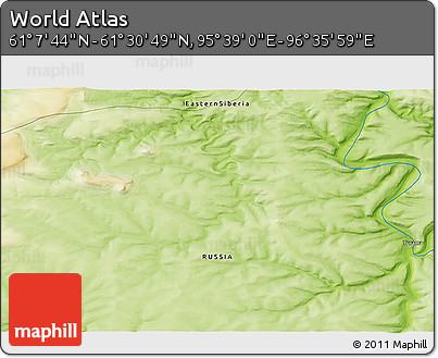Physical 3D Map of the Area around 61° 19' 16" N, 96° 7' 30" E