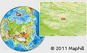 Physical Location Map of the area around 61° 19' 16" N, 96° 7' 30" E
