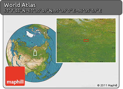 Satellite Location Map of the Area around 61° 19' 16" N, 96° 7' 30" E