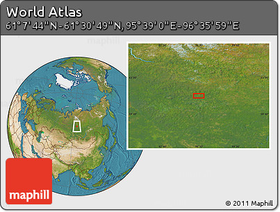 Satellite Location Map of the Area around 61° 19' 16" N, 96° 7' 30" E