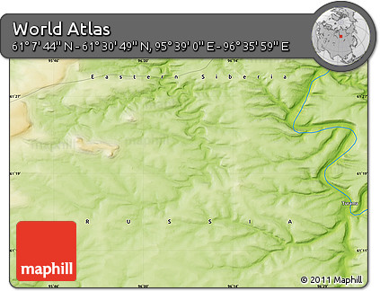 Physical Map of the Area around 61° 19' 16" N, 96° 7' 30" E