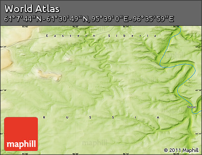 Physical Map of the Area around 61° 19' 16" N, 96° 7' 30" E