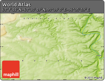 Physical Map of the Area around 61° 19' 16" N, 96° 7' 30" E