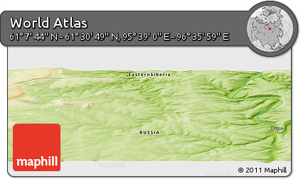 Physical Panoramic Map of the Area around 61° 19' 16" N, 96° 7' 30" E