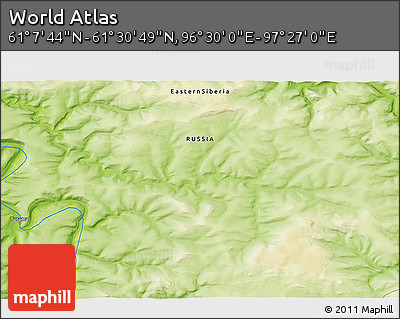 Physical 3D Map of the Area around 61° 19' 16" N, 96° 58' 29" E