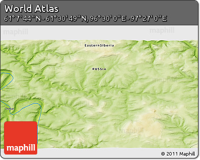 Physical 3D Map of the Area around 61° 19' 16" N, 96° 58' 29" E