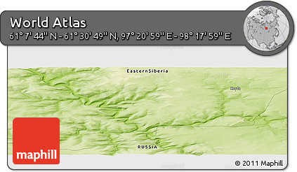 Physical Panoramic Map of the Area around 61° 19' 16" N, 97° 49' 29" E
