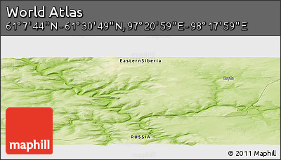 Physical Panoramic Map of the Area around 61° 19' 16" N, 97° 49' 29" E