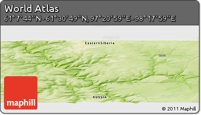 Physical Panoramic Map of the Area around 61° 19' 16" N, 97° 49' 29" E