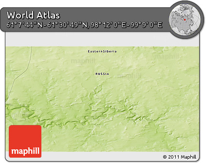 Physical 3D Map of the Area around 61° 19' 16" N, 98° 40' 30" E