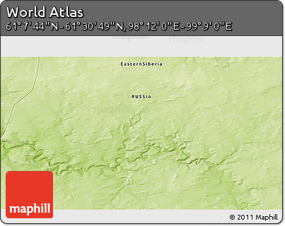 Physical 3D Map of the Area around 61° 19' 16" N, 98° 40' 30" E