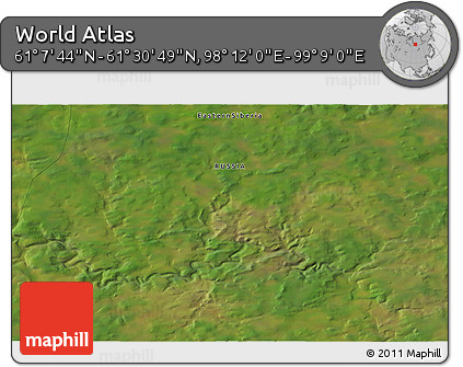 Satellite 3D Map of the Area around 61° 19' 16" N, 98° 40' 30" E