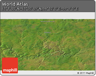 Satellite 3D Map of the Area around 61° 19' 16" N, 98° 40' 30" E