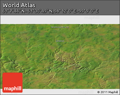 Satellite 3D Map of the Area around 61° 19' 16" N, 98° 40' 30" E
