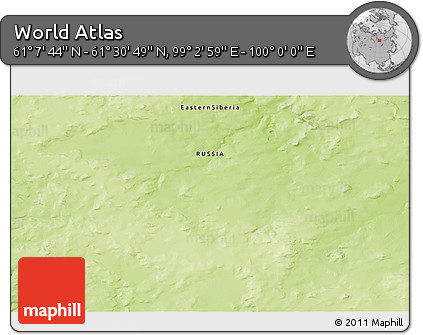 Physical 3D Map of the Area around 61° 19' 16" N, 99° 31' 30" E