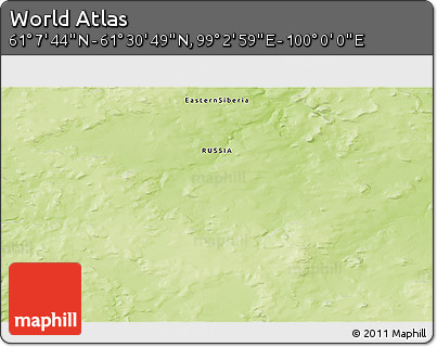 Physical 3D Map of the Area around 61° 19' 16" N, 99° 31' 30" E