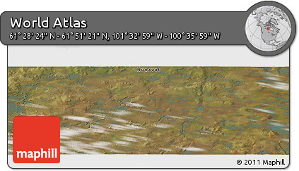 Satellite Panoramic Map of the Area around 61° 39' 52" N, 101° 4' 29" W