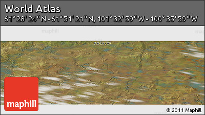 Satellite Panoramic Map of the Area around 61° 39' 52" N, 101° 4' 29" W