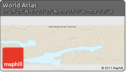 Shaded Relief Panoramic Map of the Area around 61° 39' 52" N, 104° 28' 29" W