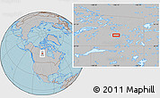 Gray Location Map of the area around 61° 39' 52" N, 106° 10' 30" W, hill shading