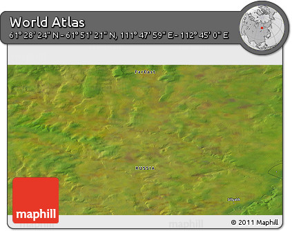 Satellite 3D Map of the Area around 61° 39' 52" N, 112° 16' 30" E