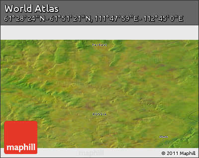 Satellite 3D Map of the Area around 61° 39' 52" N, 112° 16' 30" E