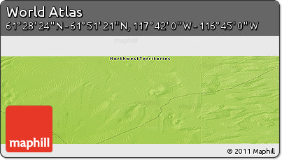 Physical Panoramic Map of the Area around 61° 39' 52" N, 117° 13' 29" W