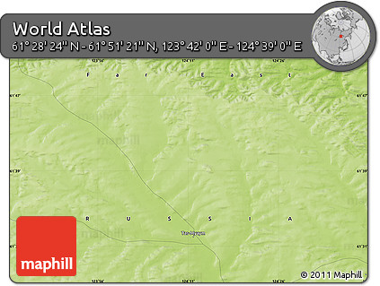 Physical Map of the Area around 61° 39' 52" N, 124° 10' 30" E