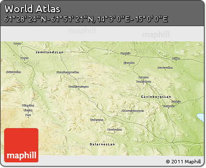 Physical 3D Map of the Area around 61° 39' 52" N, 14° 31' 30" E