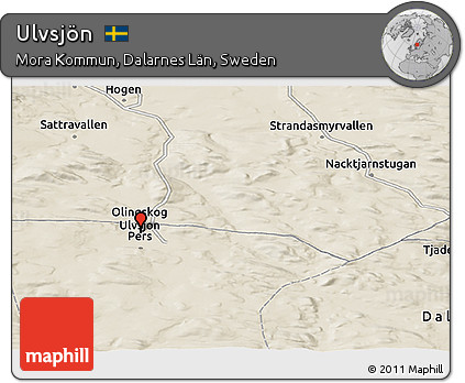 Shaded Relief Panoramic Map of Ulvsjön