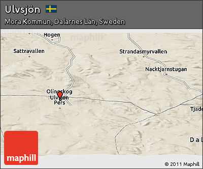 Shaded Relief Panoramic Map of Ulvsjön