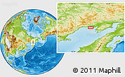 Physical Location Map of the area around 61° 39' 52" N, 159° 1' 30" E