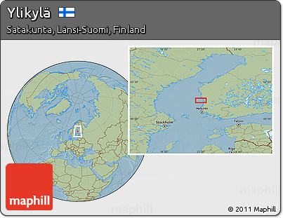 Savanna Style Location Map of Ylikylä, hill shading