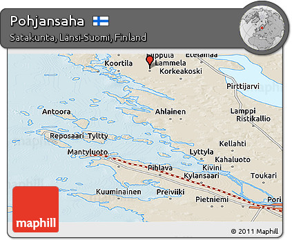 Shaded Relief Panoramic Map of Pohjansaha