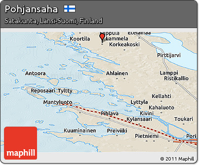 Shaded Relief Panoramic Map of Pohjansaha