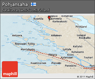 Shaded Relief Panoramic Map of Pohjansaha