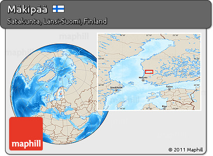 Shaded Relief Location Map of Mäkipää