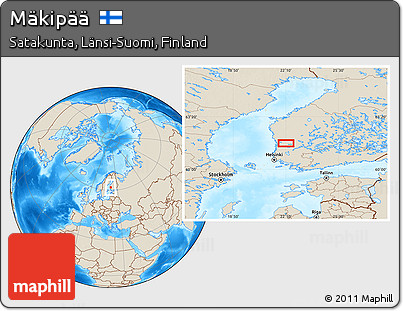 Shaded Relief Location Map of Mäkipää