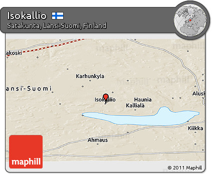 Shaded Relief Panoramic Map of Isokallio