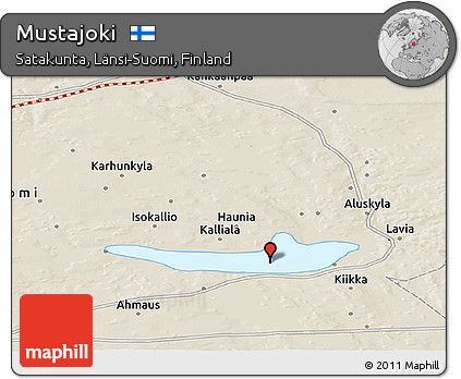 Shaded Relief Panoramic Map of Mustajoki