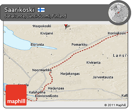 Shaded Relief Panoramic Map of Saarikoski