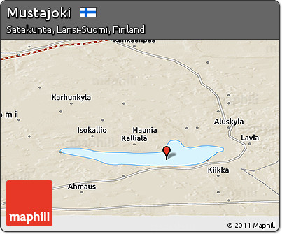 Shaded Relief Panoramic Map of Mustajoki