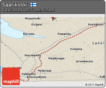 Shaded Relief Panoramic Map of Saarikoski