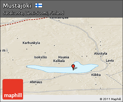 Shaded Relief Panoramic Map of Mustajoki