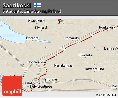 Shaded Relief Panoramic Map of Saarikoski