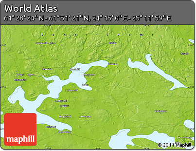 Physical Map of the Area around 61° 39' 52" N, 24° 43' 30" E