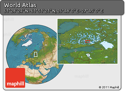 Satellite Location Map of the Area around 61° 39' 52" N, 27° 16' 29" E